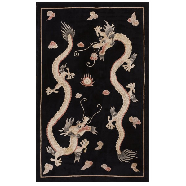 Vintage 1980s Chinese Dragon Rug